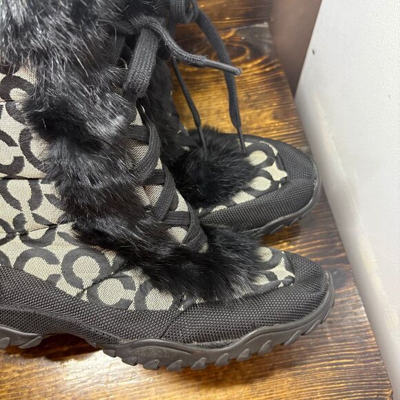 Coach Jennie Black And Gray Fur Lined Boots Size 8.5 - Picture 4 of 11